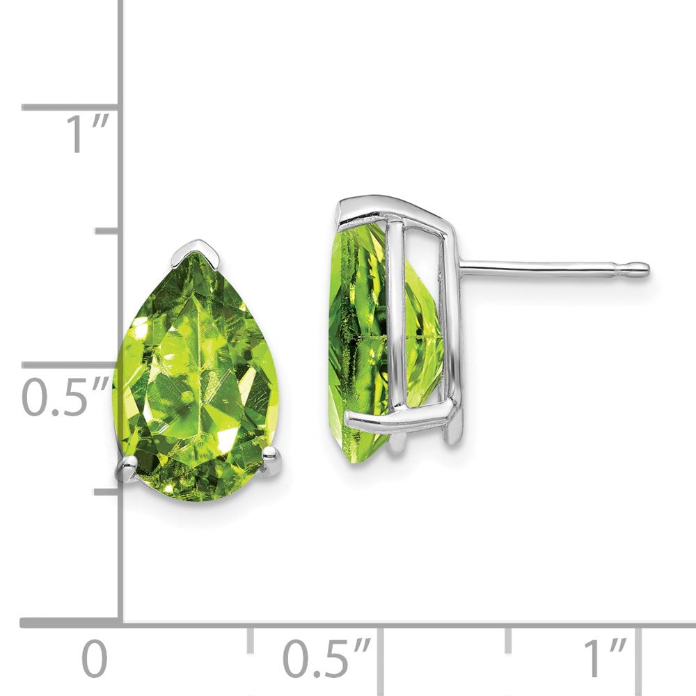 14k White Gold Peridot Pear Stud Earrings