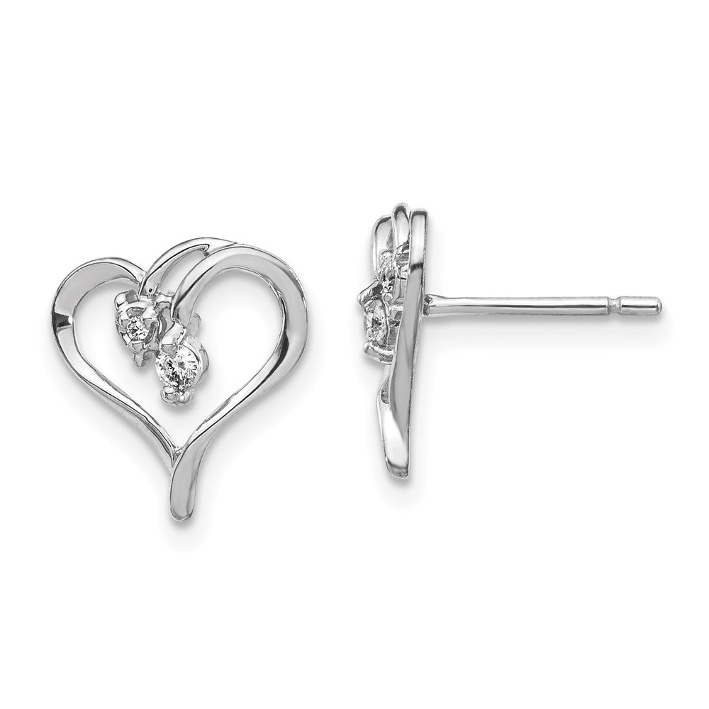 14k White Gold A Real Diamond heart Earrings