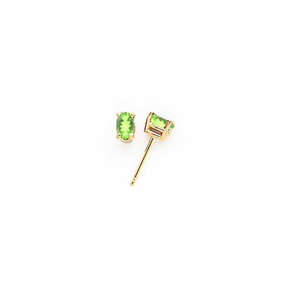 14k Yellow Gold Peridot oval stud Earrings