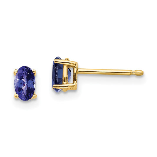 14k Yellow Gold 5x3mm Oval Tanzanite earring