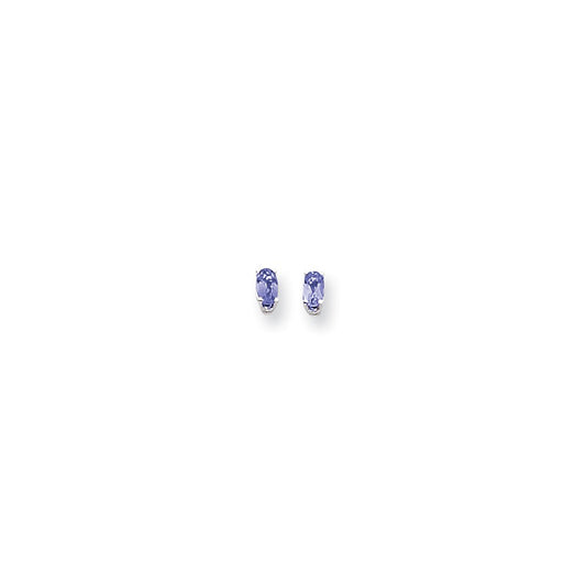 14k White Gold 5x3mm Oval Tanzanite earring