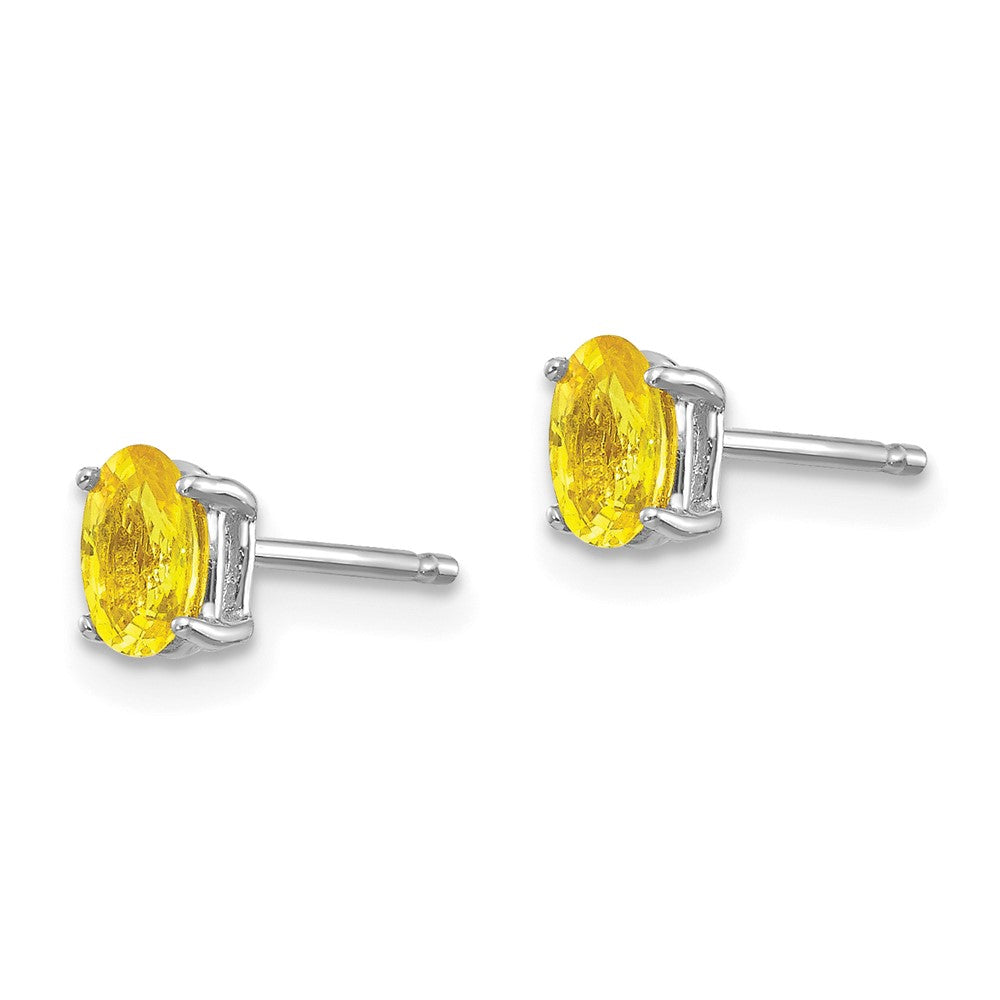 14k White Gold Yellow Sapphire Earrings