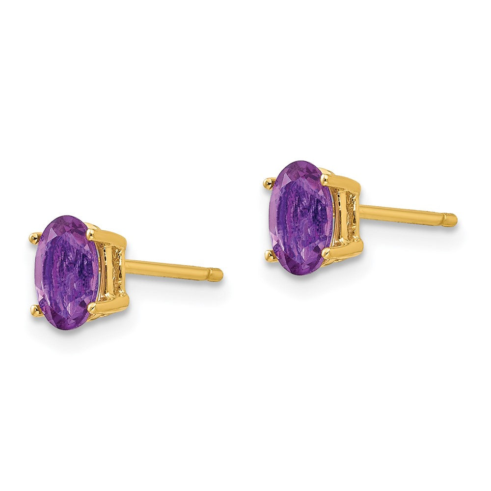 14k Yellow Gold 6x4mm Oval Amethyst Earrings