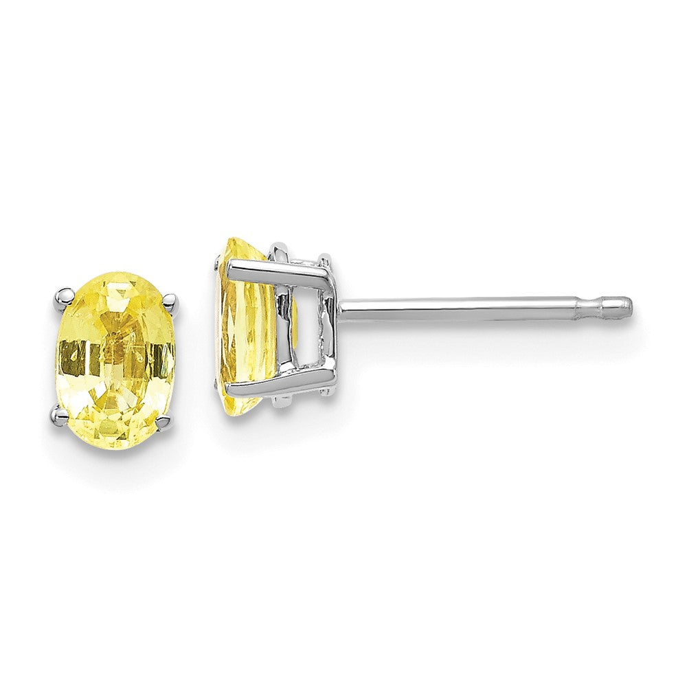 14k White Gold Yellow Sapphire Earrings