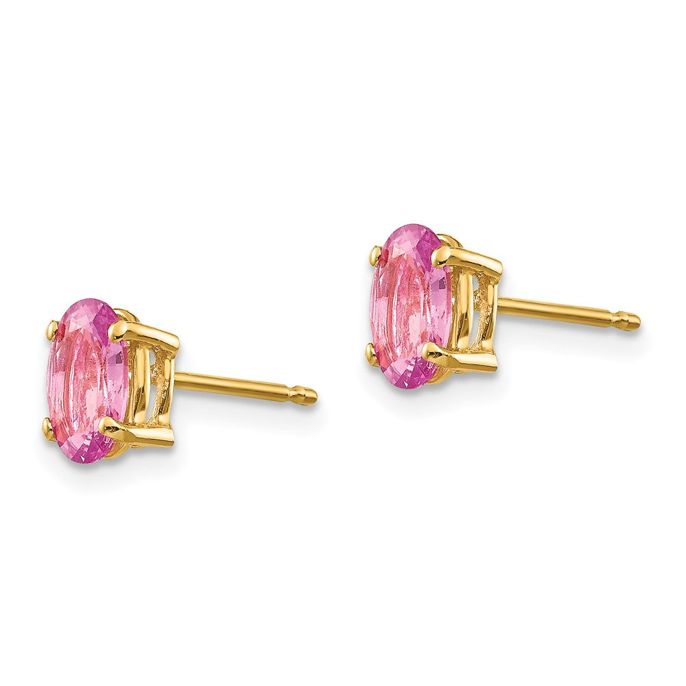 14k Yellow Gold Pink Sapphire Earrings