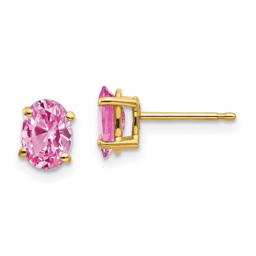 14k Yellow Gold Pink Sapphire Earrings