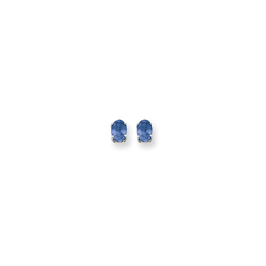 14k White Gold 7x5mm Oval Tanzanite earring