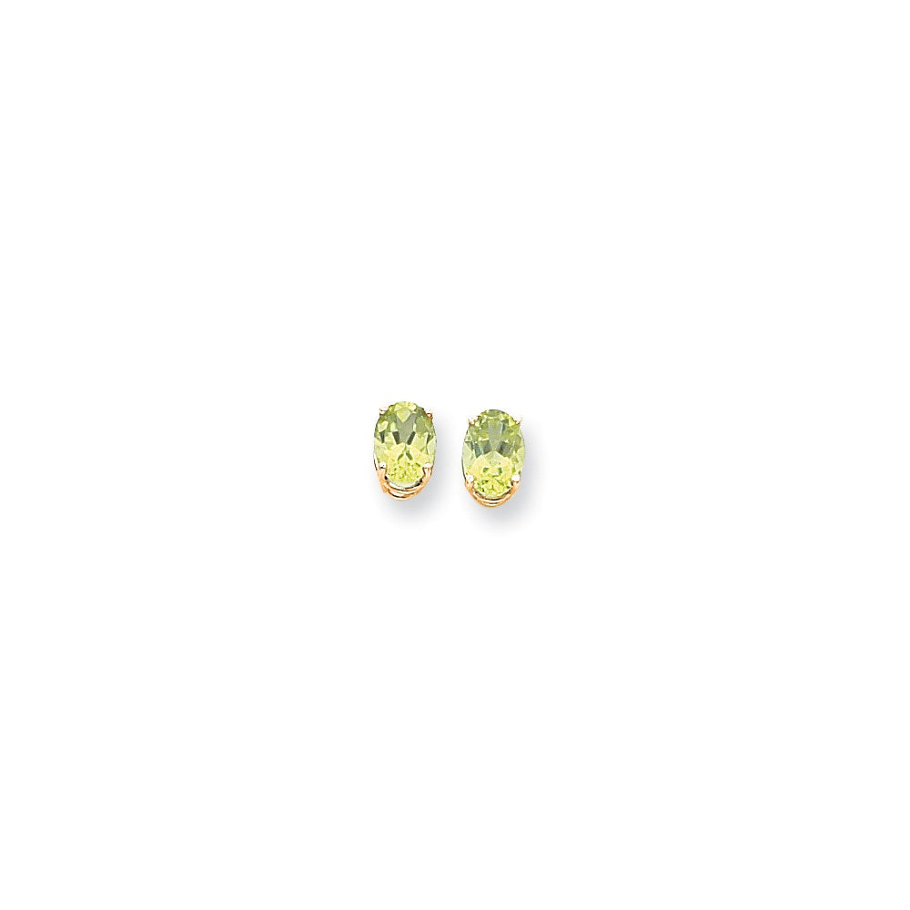 14k Yellow Gold Peridot oval stud Earrings