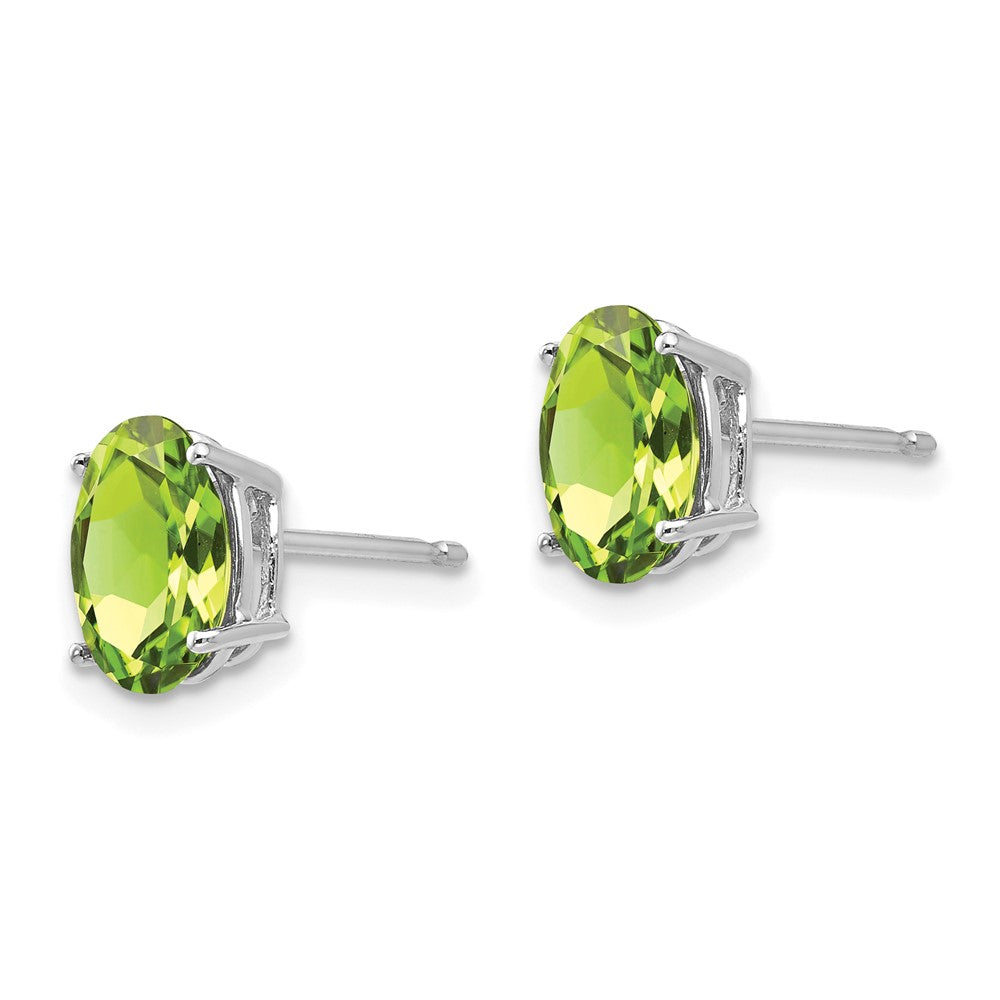 14k White Gold 8x6mm Oval Peridot Earrings