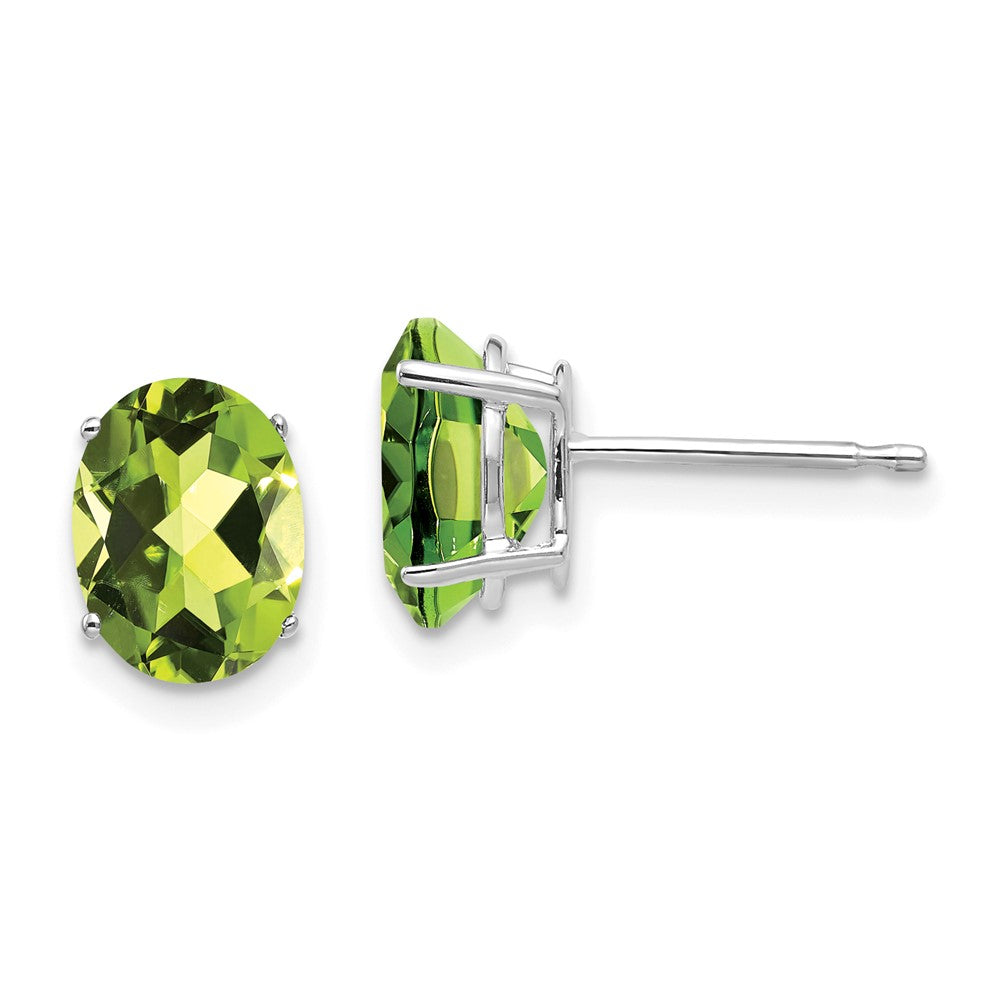 14k White Gold 8x6mm Oval Peridot Earrings