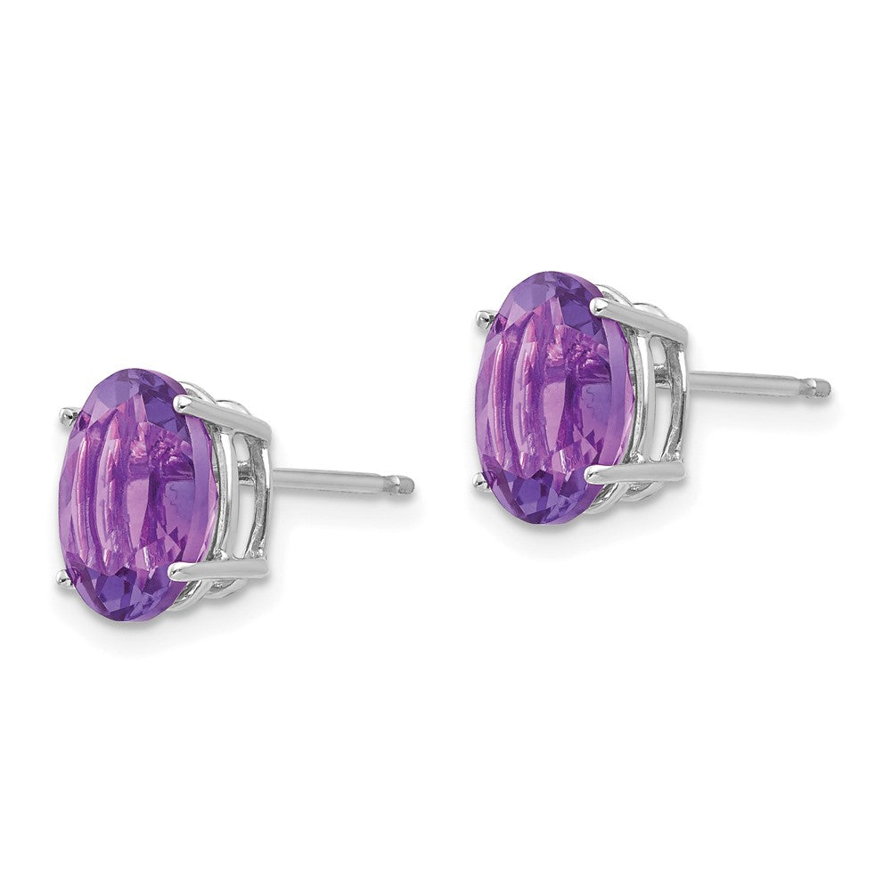 14k White Gold 9x7mm Oval Amethyst Earrings