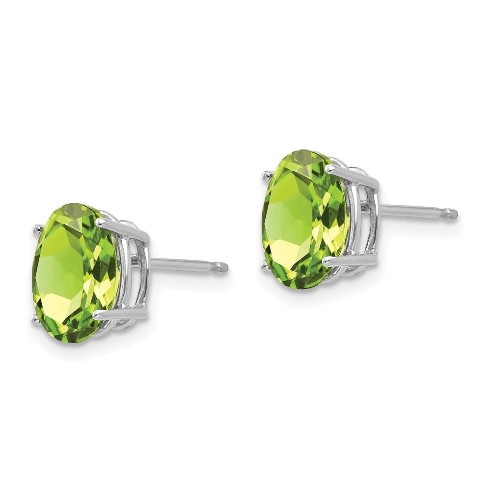 14k White Gold 9x7mm Oval Peridot Earrings