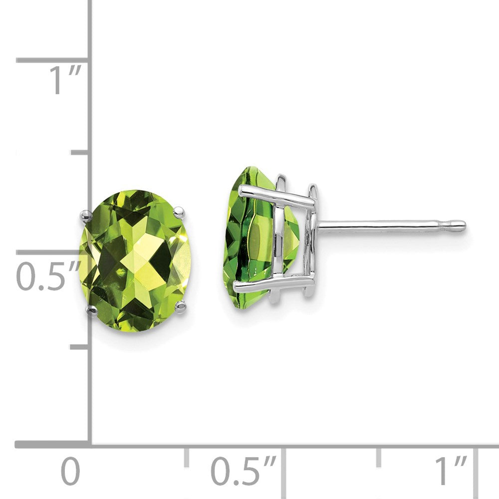 14k White Gold 9x7mm Oval Peridot Earrings