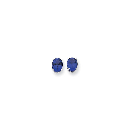 14k White Gold 9x7mm Oval Sapphire Earrings