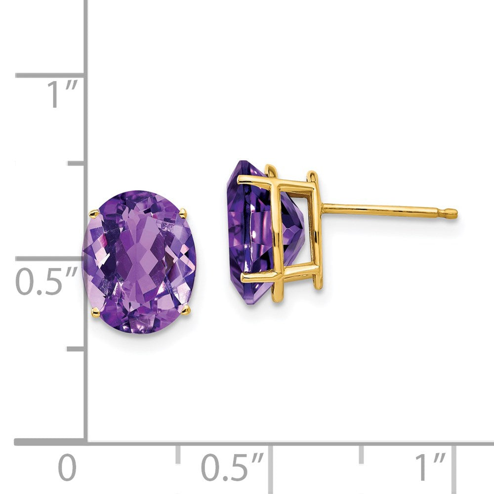 14k Yellow Gold 10x8mm Oval Amethyst Earrings