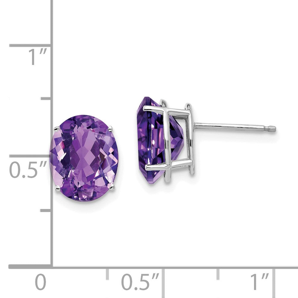 14k White Gold 10x8mm Oval Amethyst Earrings