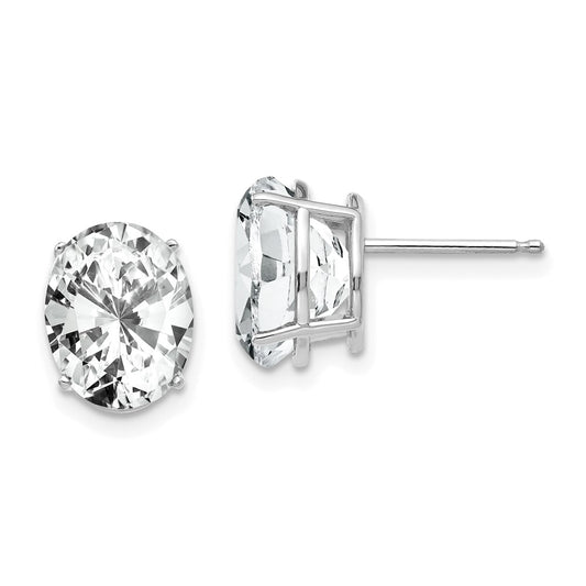 14k White Gold 10x8mm Oval Cubic Zirconia Earrings