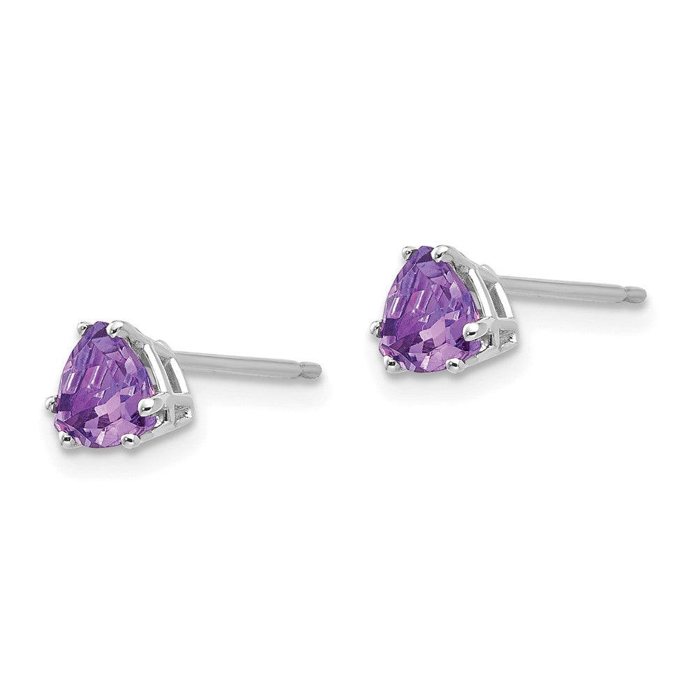 14k White Gold 5mm Trillion Amethyst Earrings