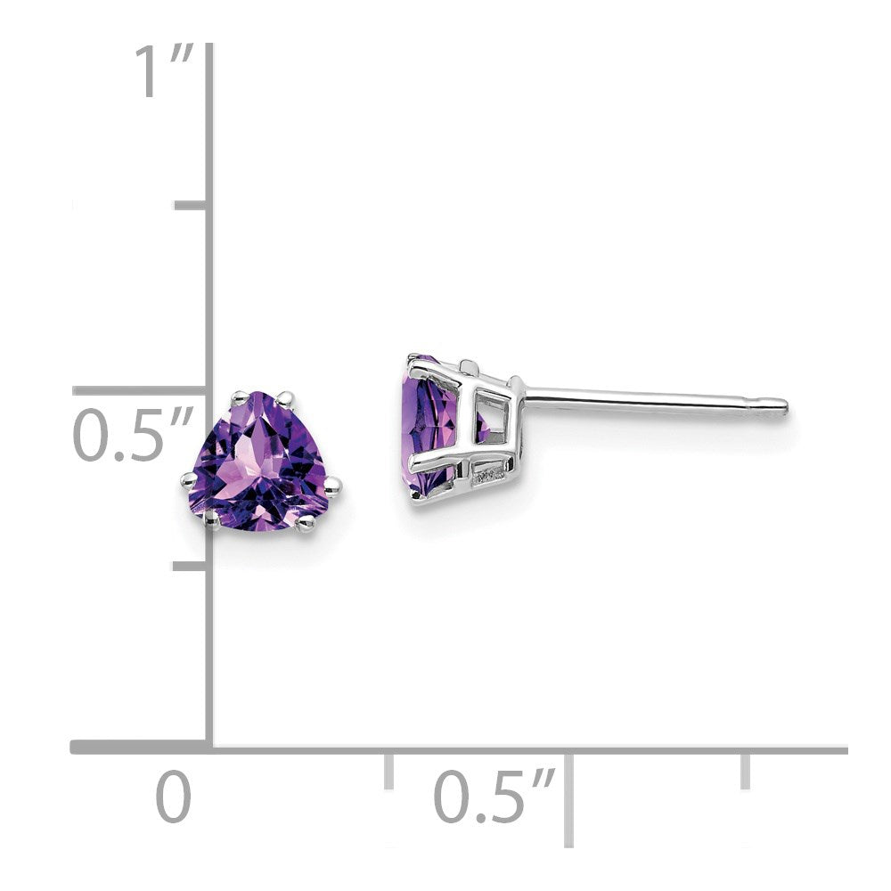 14k White Gold 5mm Trillion Amethyst Earrings