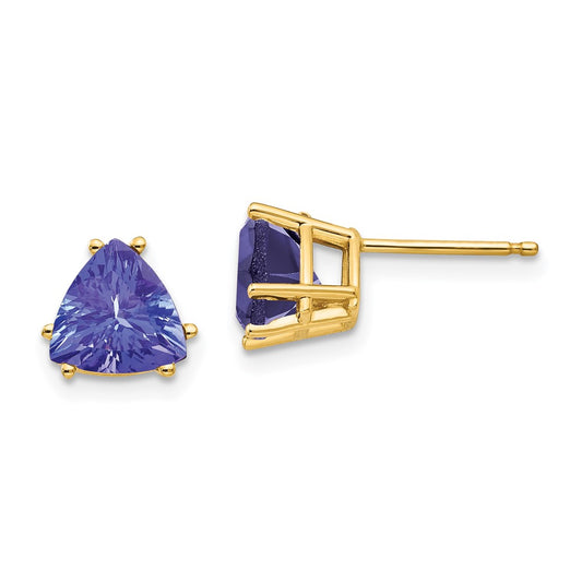 14k Yellow Gold 7mm Tanzanite earring