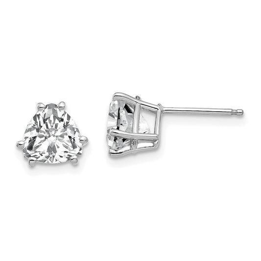 14k White Gold Cubic Zirconia Trillion Stud Earrings