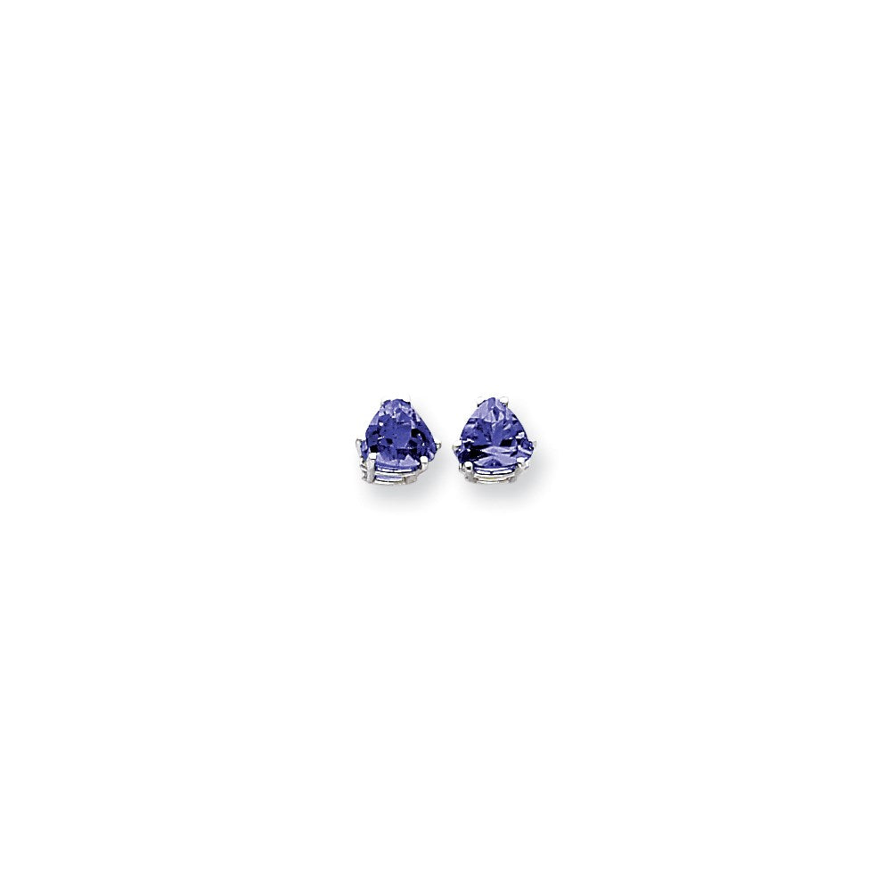 14k White Gold 7mm Sapphire earring