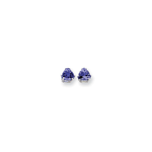 14k White Gold 7mm Sapphire earring