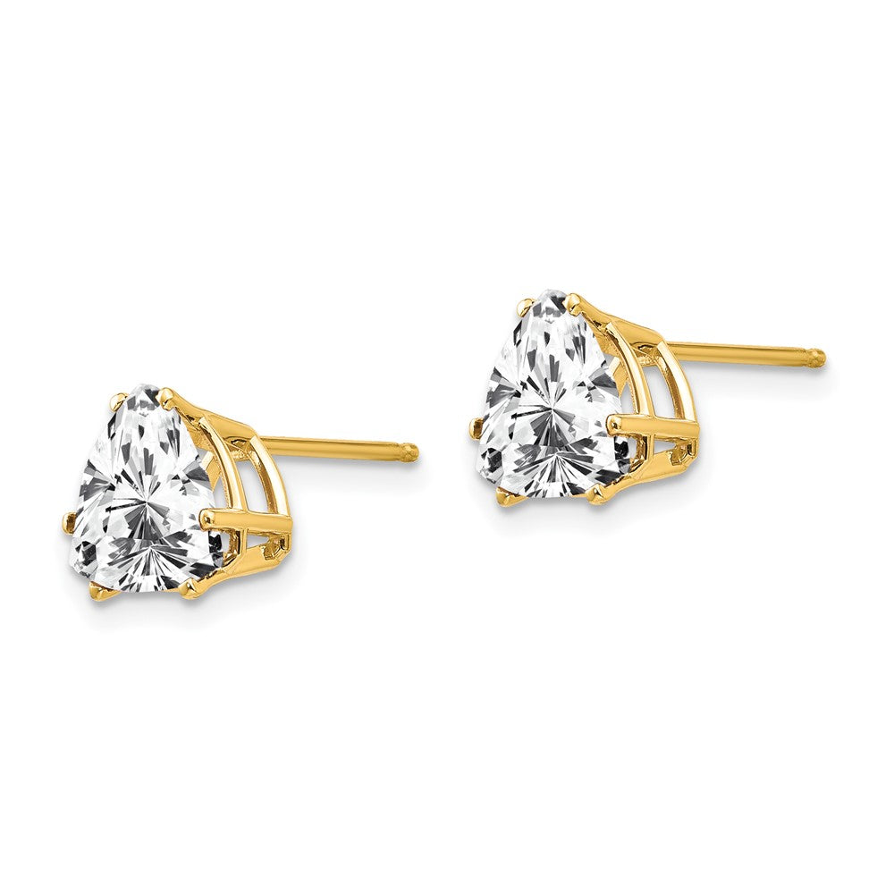 14k Yellow Gold 8mm Trillion Cubic Zirconia Earrings