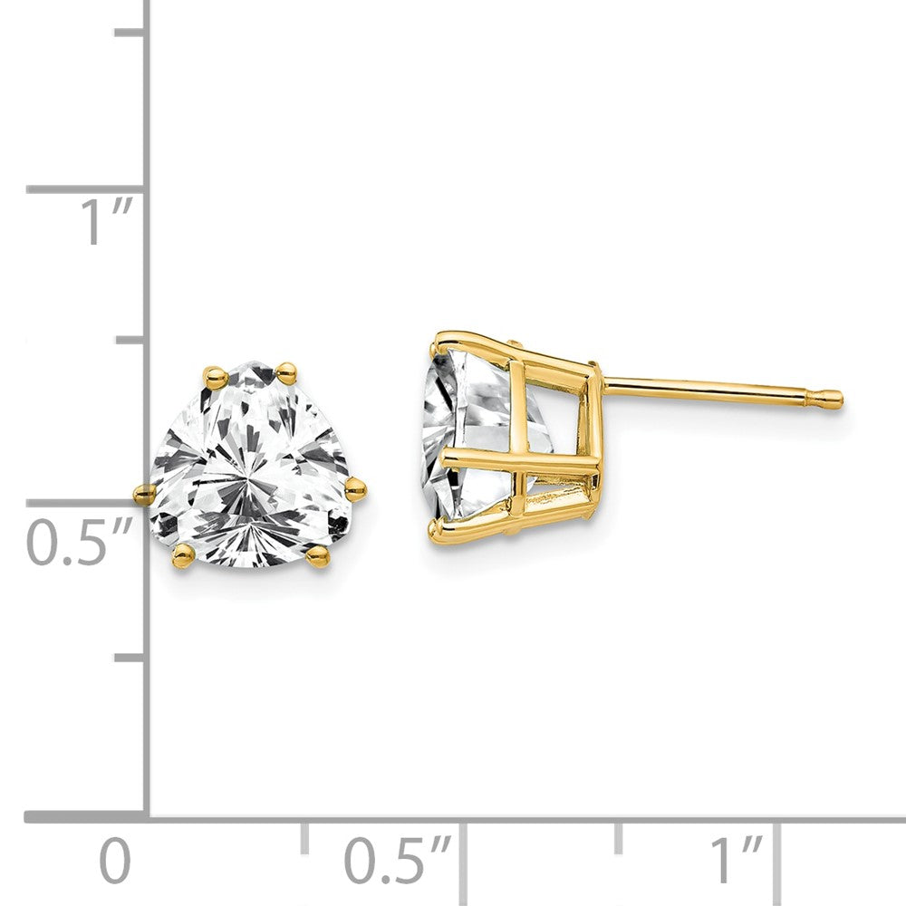 14k Yellow Gold 8mm Trillion Cubic Zirconia Earrings