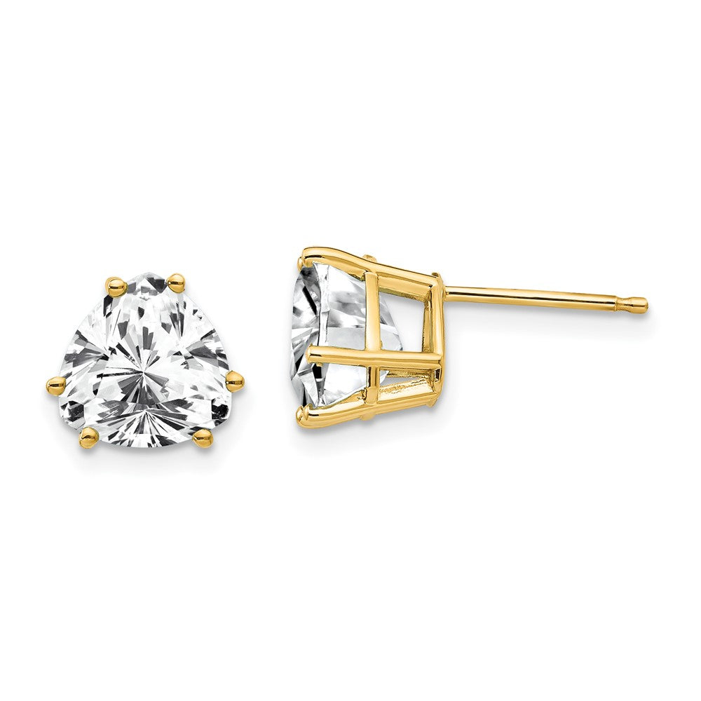 14k Yellow Gold 8mm Trillion Cubic Zirconia Earrings