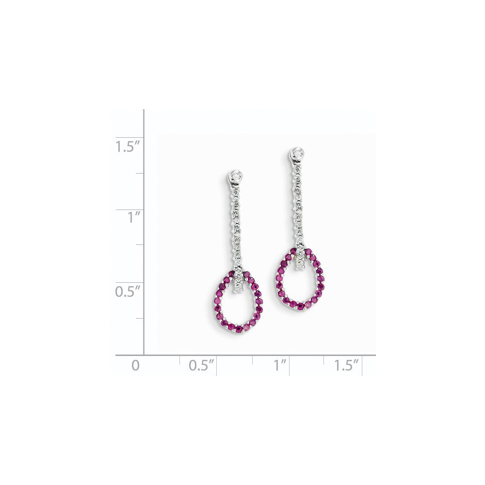 14k White Gold Real Diamond & Ruby Earrings