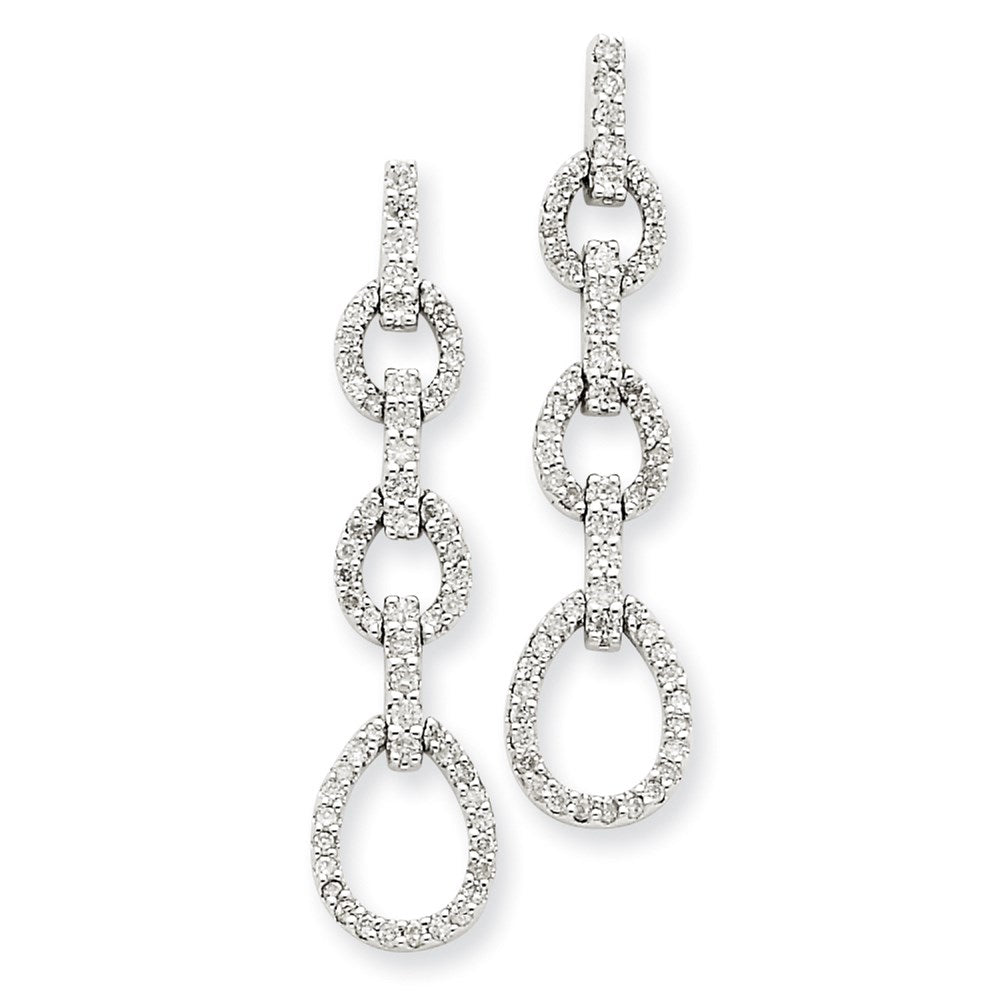 14k White Gold Real Diamond Teardrop Earrings