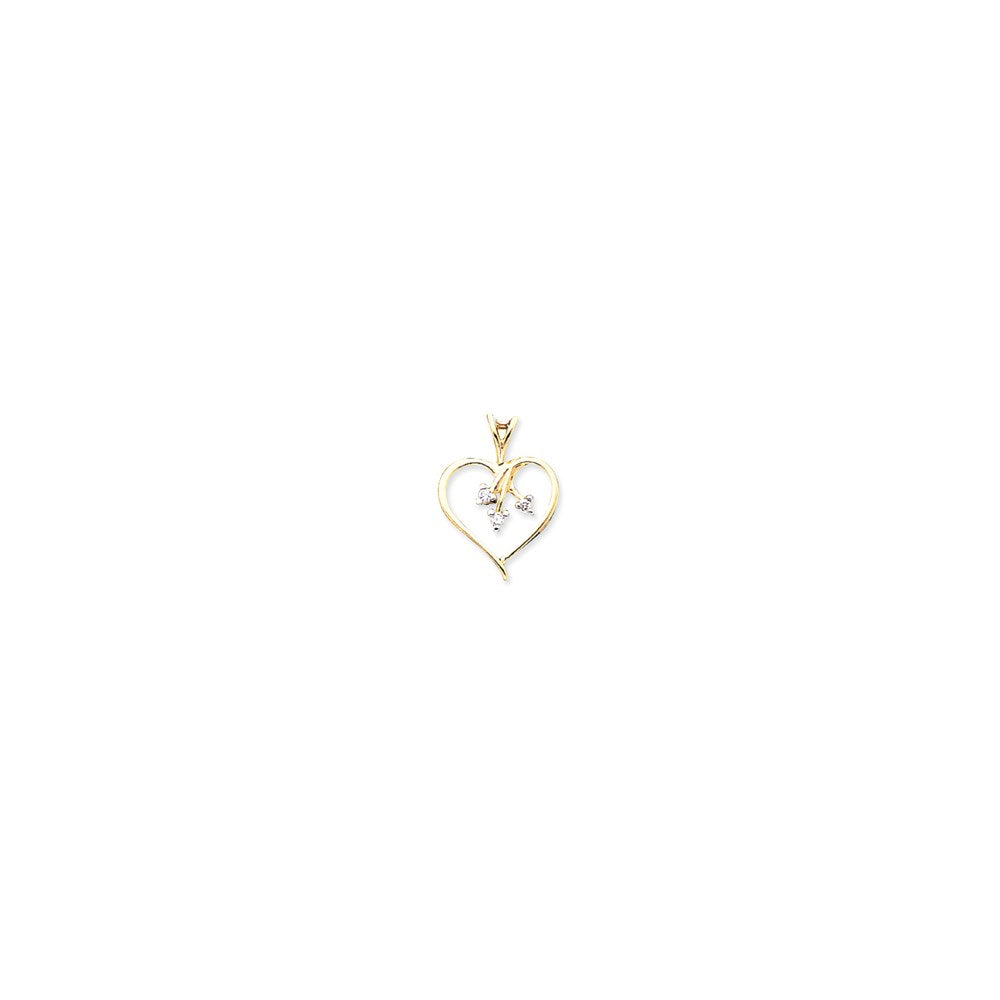 14k AAA Diamond heart pendant