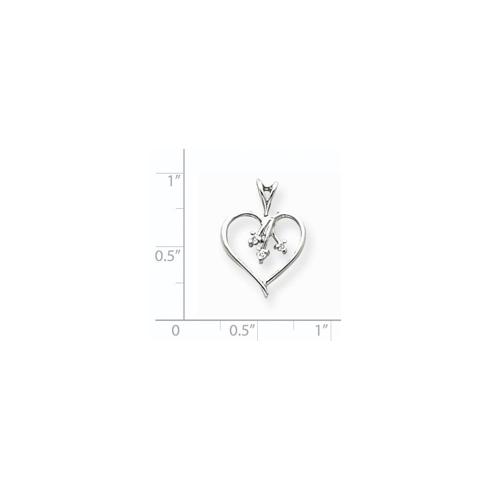 14k White Gold A Diamond heart pendant