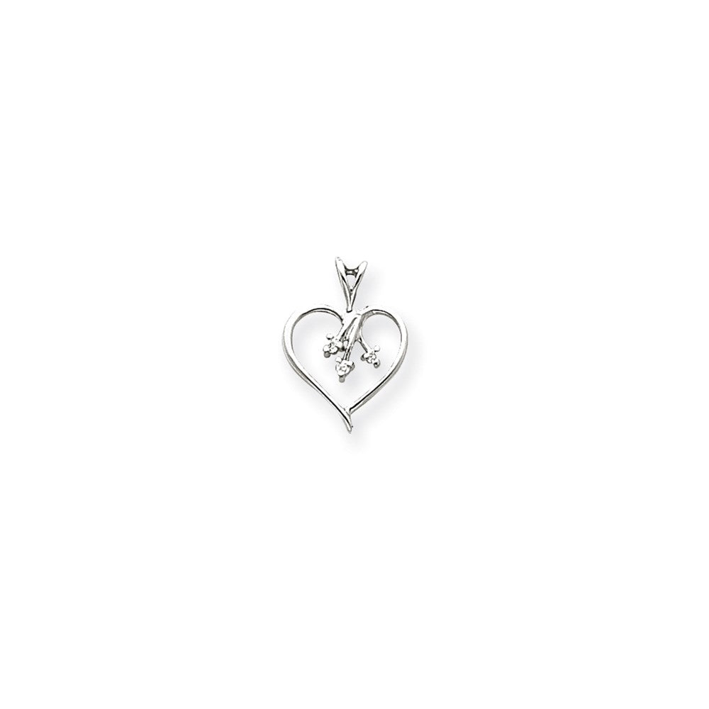 14k White Gold A Diamond heart pendant