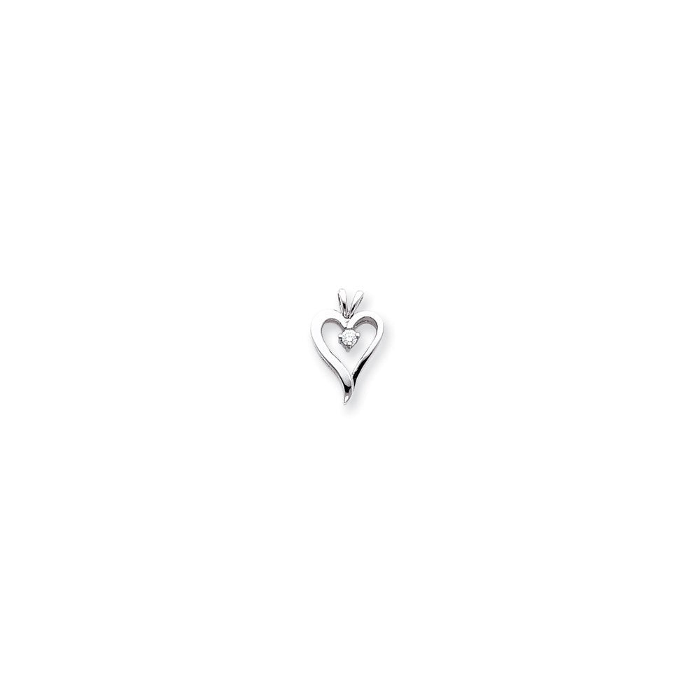 14k White Gold AA Diamond Heart Pendant