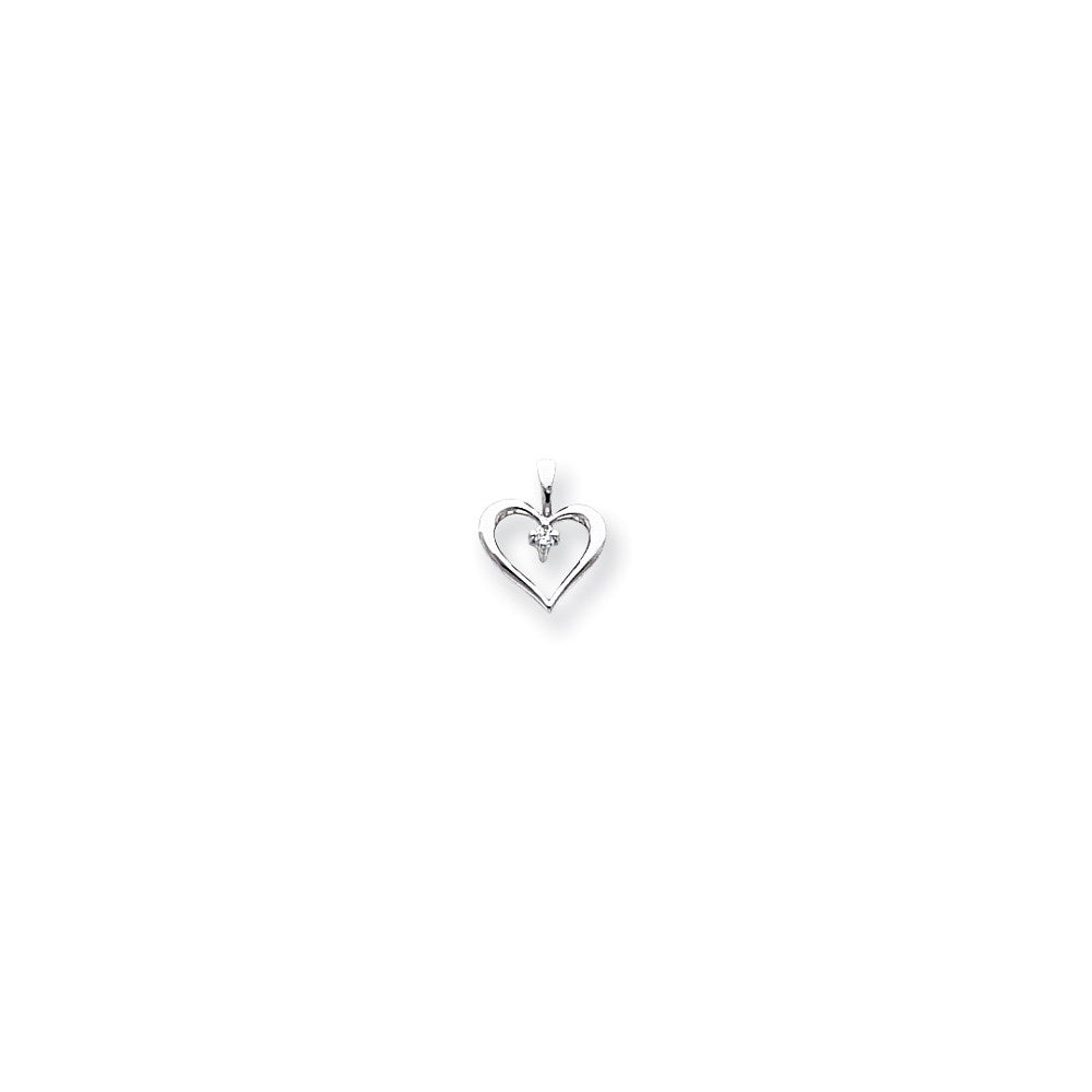 14k White Gold A Diamond heart pendant