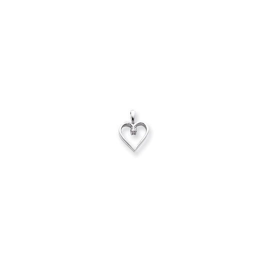 14k White Gold A Diamond heart pendant