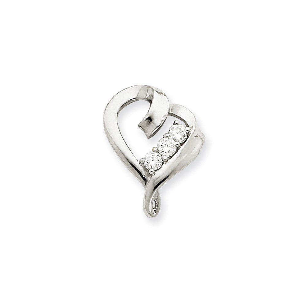 14k White Gold A Diamond heart pendant