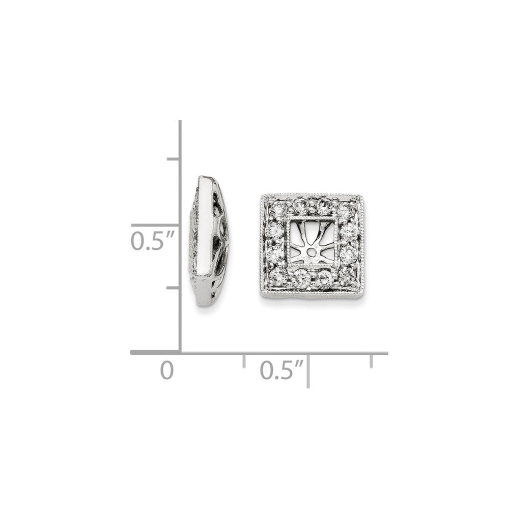 14K White Gold Diamond Square Jacket Earrings