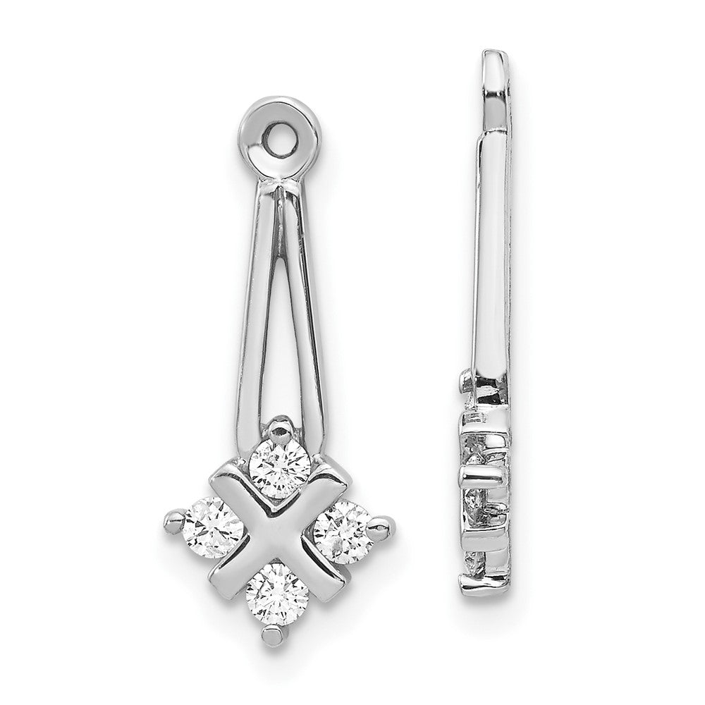 14k White Gold AAA Dangle Cluster Diamond Earring Jacket