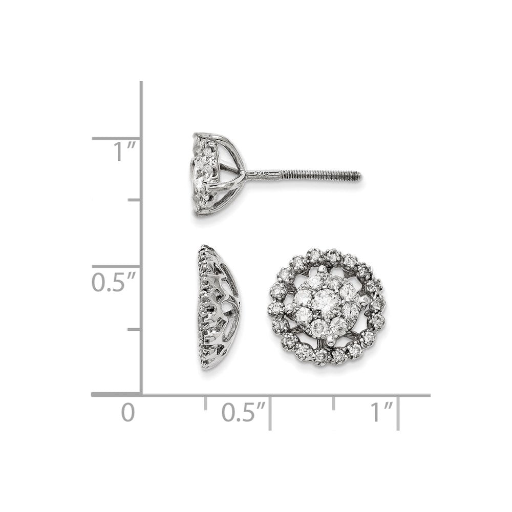 14K White Gold Large Flower and Jacket Diamond Post Earrings