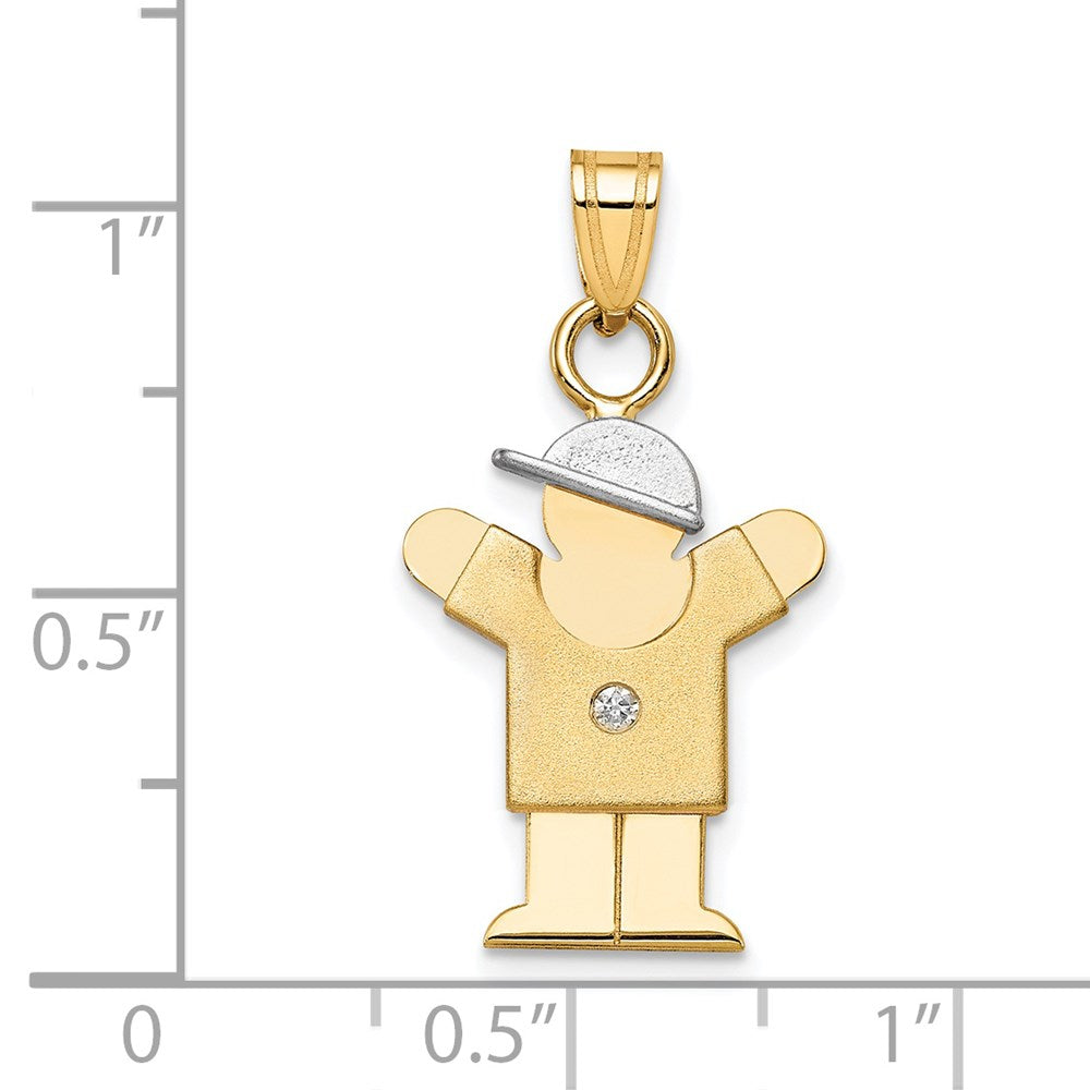 14k Two tone AA Diamond Kid Pendant