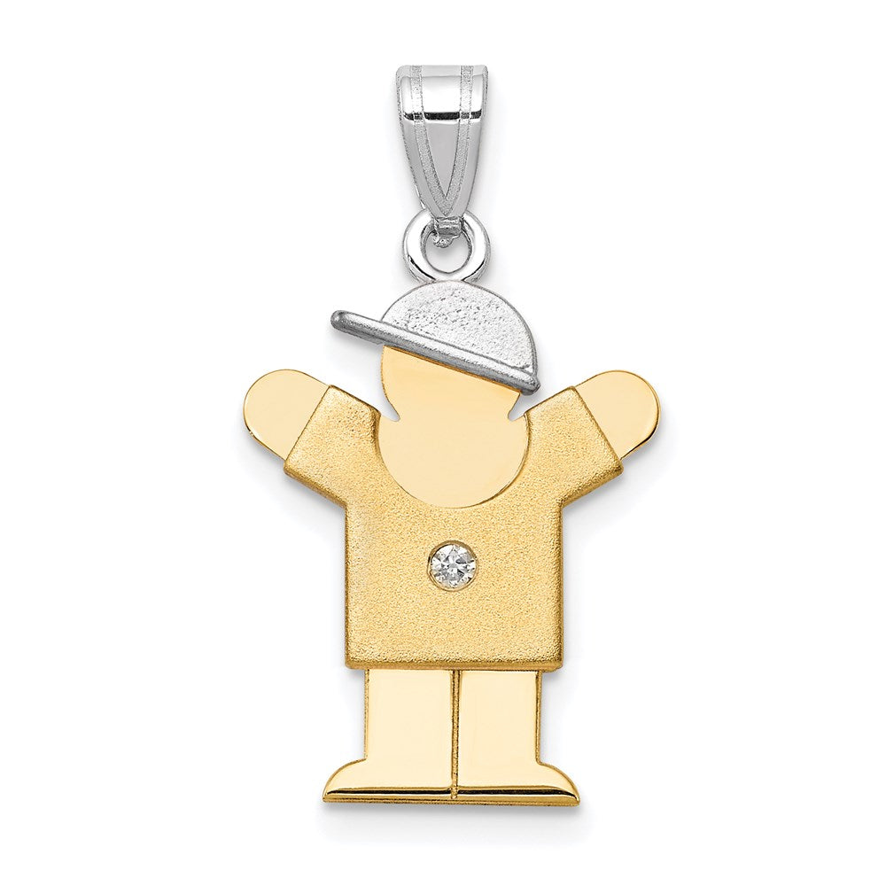 14k Two tone AA Diamond Kid Pendant