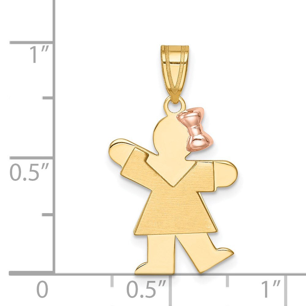 14k Two-tone Gold Two-tone Gold Small Girl on Right Engravable Charm