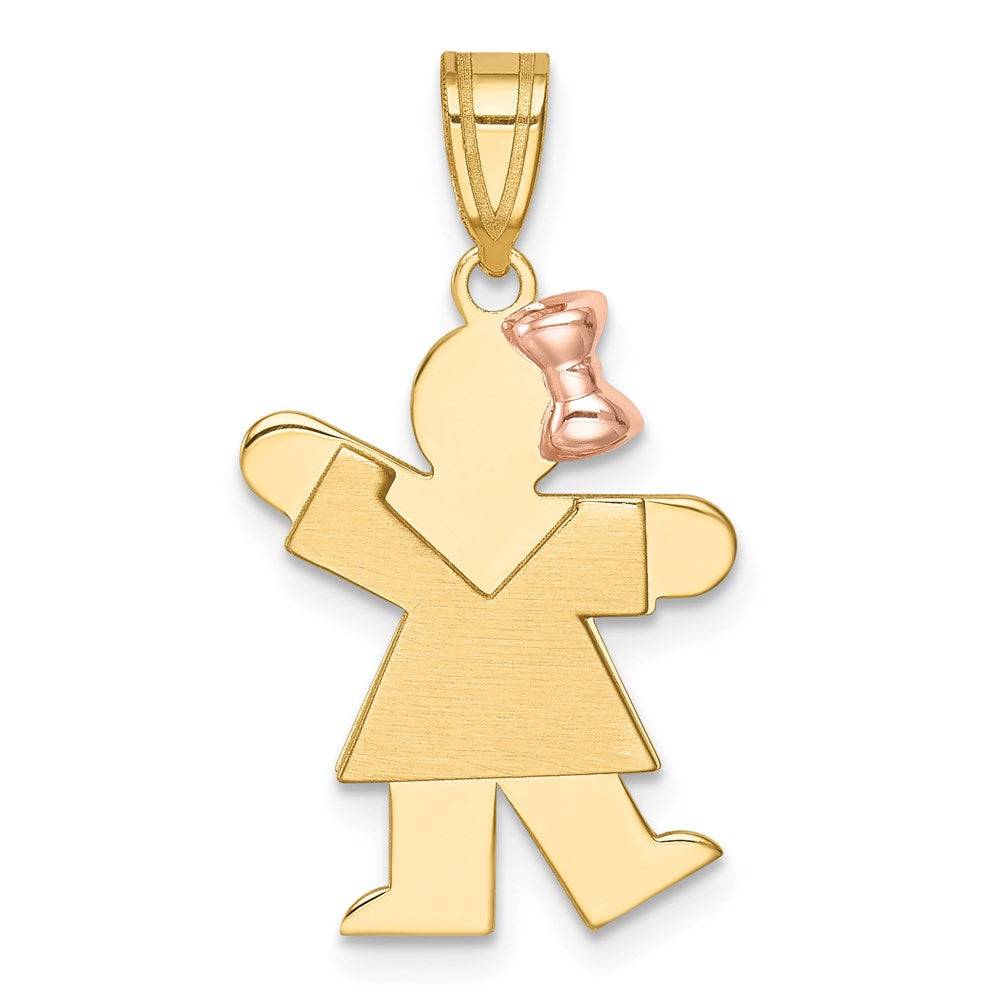 14k Two-tone Gold Two-tone Gold Small Girl on Right Engravable Charm