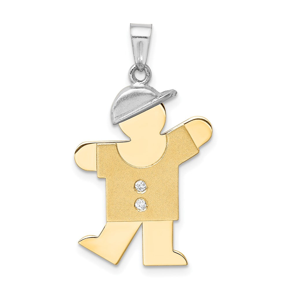 14k Two tone A Diamond kid pendant