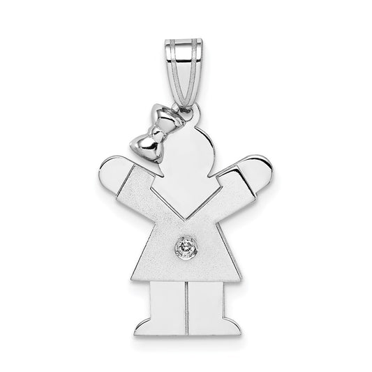 14k White Gold AA Diamond Kid Pendant