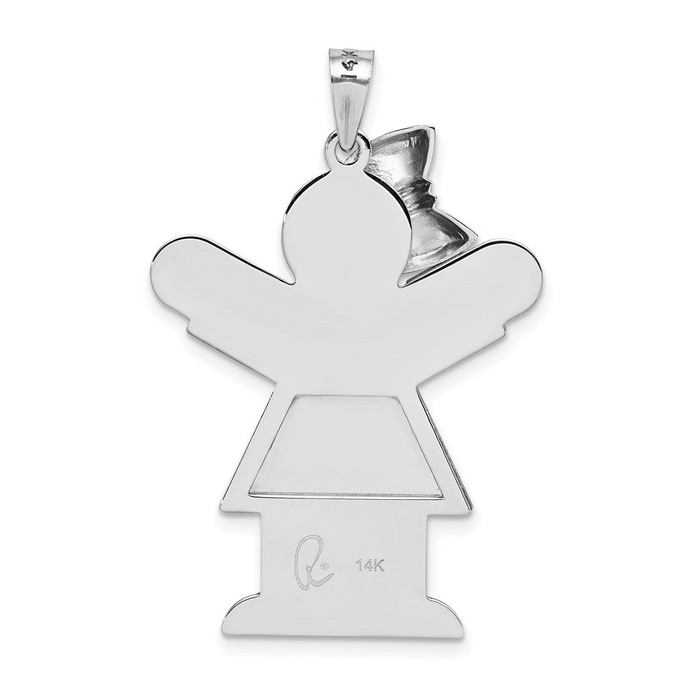 14k White Gold A Diamond kid pendant