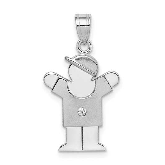 14k White Gold A Diamond kid pendant